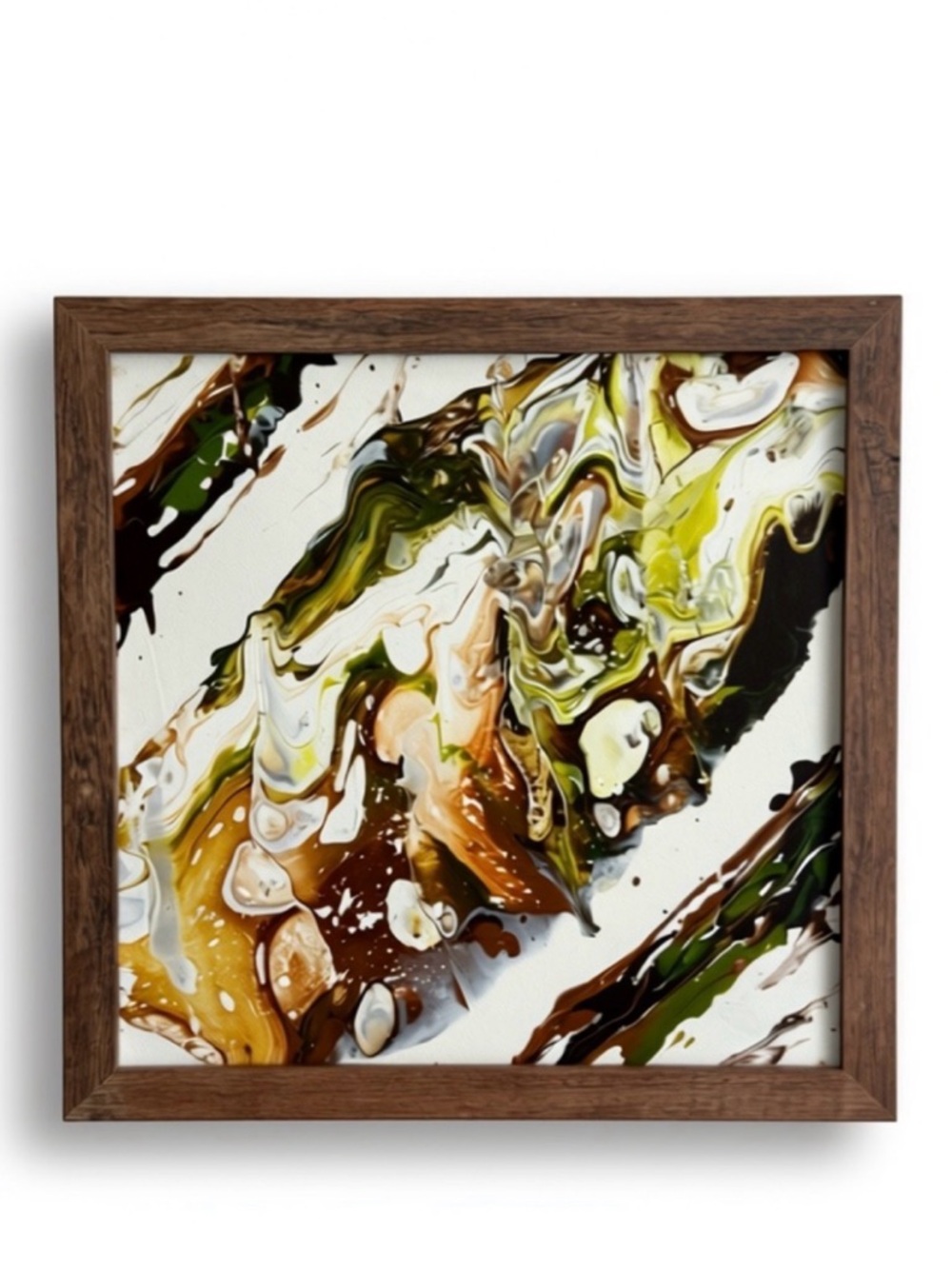 Abstract Green and Brown Framed Art